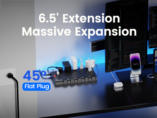 6.5ft extension cord flat plug (15A/1875W)