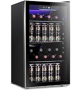 Antarctic Star Wine Cooler Cabinet Beverage Refrigerator 3.2cu.ft Black | 26 Bottle 130 Can capac...