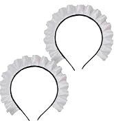 SelHeng 2Pcs White Ruffle Headband Maid Hair Hoop Gorgeous Sweet Headdress Anime for Cosplay for ...