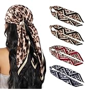 HBselect 4PCS Head Scarf for Women 35” Head Scarves Silk Like Satin Neck Scarfs Square Bandana Ha...