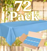 ZIMPLEWARE Sky Blue Standard Disposable Plastic Party Picnic Tablecloth 54 x 108” Rectangle [Pack...