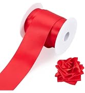 Pandahall 10 Yards Red Satin Ribbon 1-1/2 Inch Christmas Wired Ribbon Double Faced Polyester Sati...