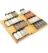 Thalomely Bamboo Spice Drawer Organizer, (Need 3.1” Deep Drawer) Expandable 4 Tier Spice Rack for...