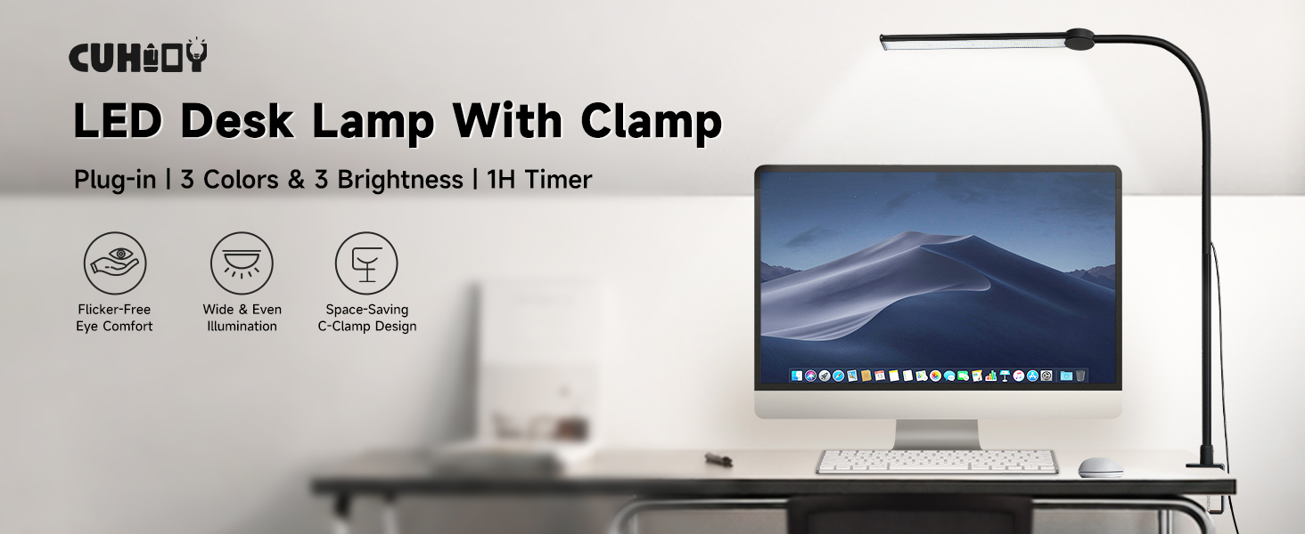Clamp on desk lamp