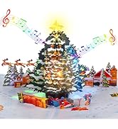 XTF2015 Christmas Cards with Music and Lights, Pop Up 3D Christmas Tree Card, Greeting Gift Card ...