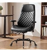 NEO CHAIR Ergonomic Leather Office Desk Chair with Adjustable Height Armrests High Back Lumbar Su...