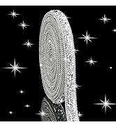 Dowarm 3 Yards Silver Rhinestone Ribbon Crystal Self Adhesive Tape Bling Diamond Sticker Glittery...
