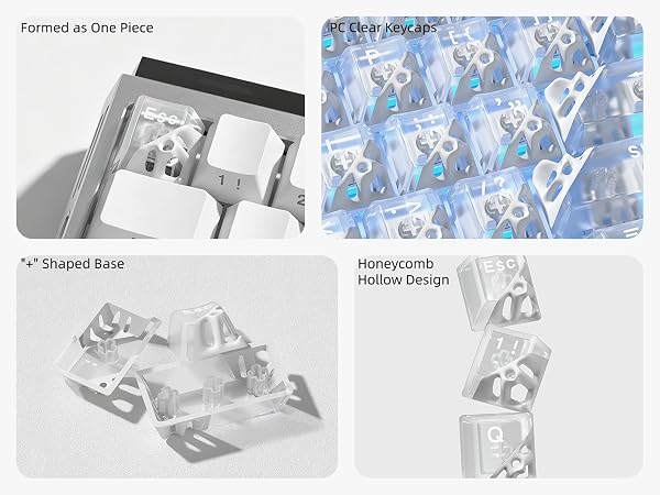 Honeycomb Clear Keycaps, Black Shine Through Keycaps, Jelly Keycap Transparent keyboard Cap