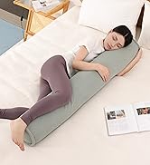 Ailuteie Long Pillow for Bed – Corduroy Round Bolster Pillow for Adults, Decorative Body Pillow f...
