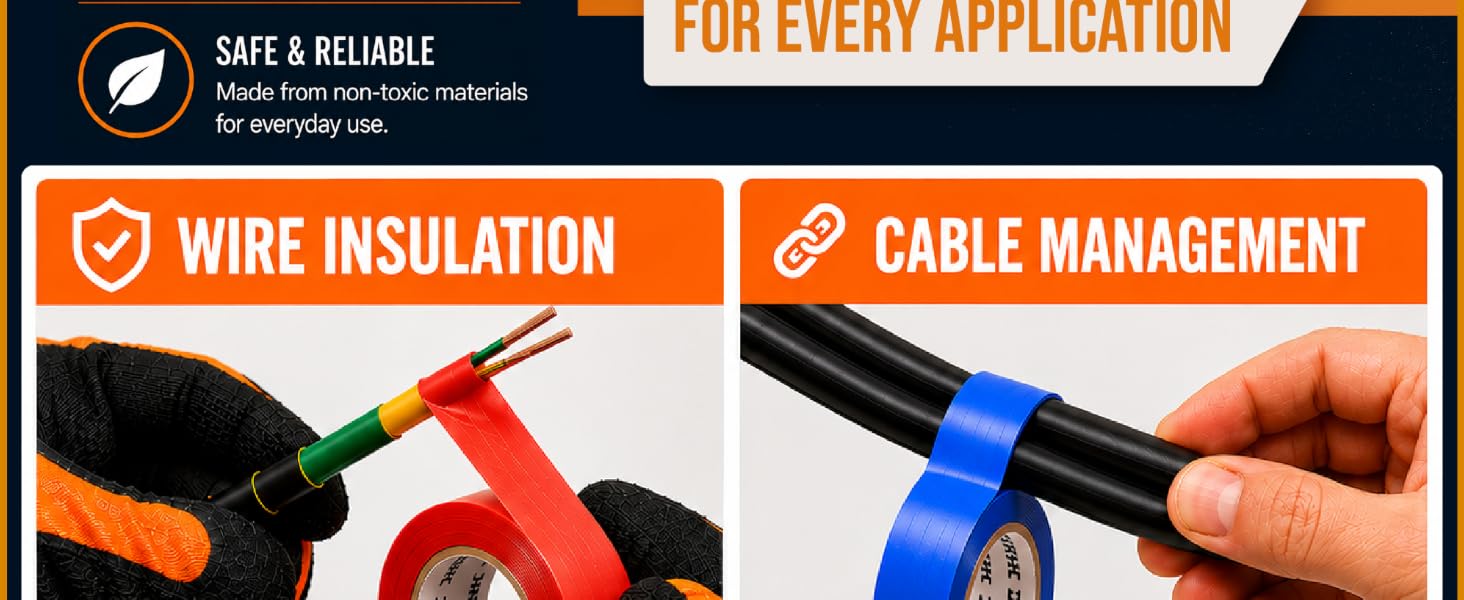 6 rolls colored electrical tape