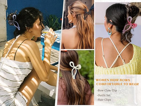 Bow Claw Clip Large Hair Clips Strong Hold Bow Hair Clip Nonslip Hair Bows for Women Hair Barrettes