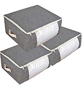 Qozary 3 Pack Large Storage Bags for Comforters, Blankets, Clothes, Quilts and Towels, Better and...