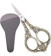 HITOPTY Precision Embroidery Scissors – 4.6in Vintage Classic Straight Pointed Shears, Sharp Stai...