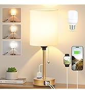 Dicoool Small Bedside Lamps 3 Color Modes - 3000K 4000K 5000K Bedroom Lamps with USB C and A Port...