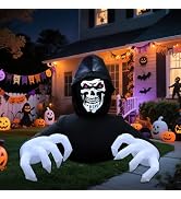 DR.DUDU 6FT Grim Reaper Halloween Inflatable Decorations Outdoor Scary Blow Up Yard Decor with LE...