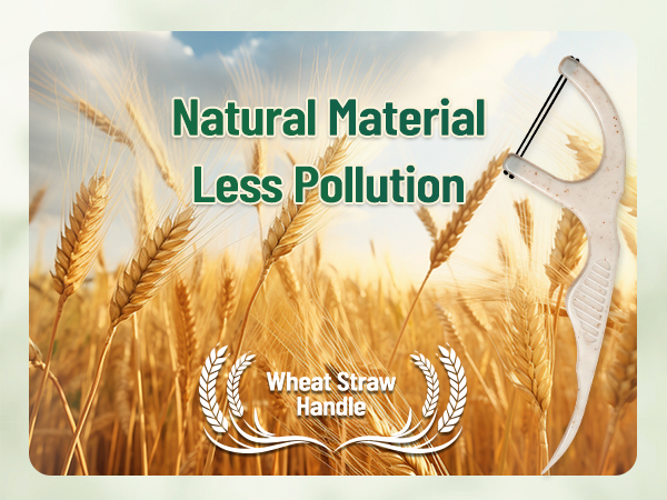 Natural wheat straw floss picks