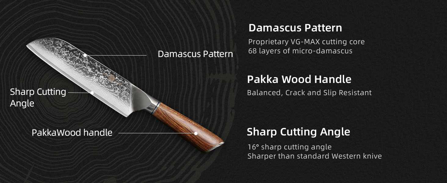 Damascus kitchen knife