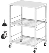 YBING Printer Stand White 3 Tier Printer Cart with Wheels Rolling Printer Table with Shelves Stor...