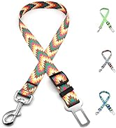 LASOCUHOO Dog Seat Belt, Adjustable Dog Seatbelt for Car, Nylon Fabric Pet Safety Printed Seat Be...