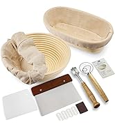 M JINGMEI Bread Banneton Proofing Basket Set, 9 Inch Round&10 Inch Oval Bread Proofing Basket Nat...