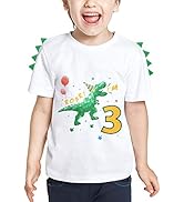 WAWSAM 3rd Birthday Boy Shirt Dinosaur Birthday T-Shirt 3 Year Old Toddler Dinosaur Outfit Cotton...