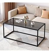 SAYGOER Glass Coffee Table Modern Coffee Tables Simple Rectangular Center Table with Open Space f...
