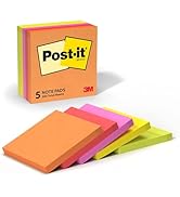 Post-it Notes, 5 Sticky Notes Pads, 3 x 3 in., School Supplies and O?ce Supplies, Sunburst Collec...
