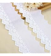 ZNZAKKA White Cotton Lace Trim Floral Eyelet Lace Ribbon Scalloped Embroidery Lace Trim for Dress...
