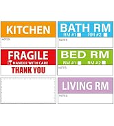 Yoget 42x90mm Large Home Moving Labels for Apartment Moving, 4 Different Color Coded Packing Labe...