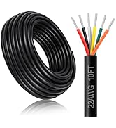 DEKIEVALE 22 Gauge 6 Conductor Electrical Wire, 10FT 22AWG Black PVC Stranded Tinned Copper 6 Wir...