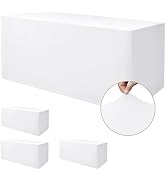Nasitos White Fitted Table Covers Stretch Spandex - 72 x 30 Inch - 4 Pack Rectangle Table Clothes...