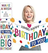 party greeting 3 PCS Jumbo Birthday Cards Giant Guest Book Big 14 x 22 Inch Size Birthday Cards w...