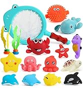 Shindel 16PCS Bath Toys, Baby Kids Floating Animal Toys Pool Toy Set Fishing Net Clockwork Swimmi...