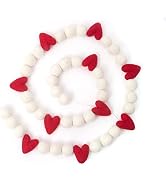 Glaciart One Valentine Felt Ball Garland with Red Hearts - Handmade in Nepal Using New Zealand Wo...