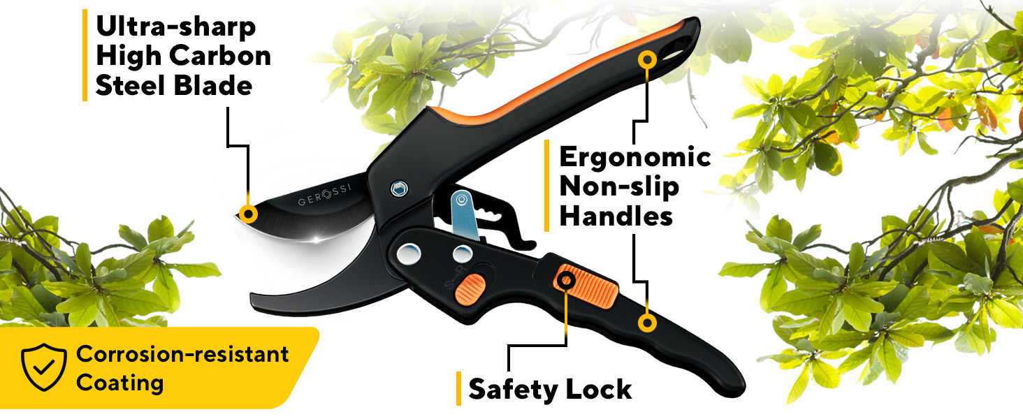 High Carbon Steel Blade, Ergonomic Handles, Safety Lock