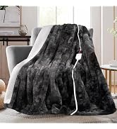 MAXEVE Electric Heated Throw Faux Rabbit Fur Blanket with 6 Heating Levels & 4 Hours Auto Off, Fa...