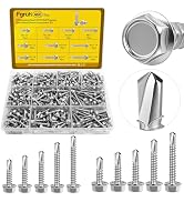 Fgruh 460Pcs #8#10 Self Tapping Screws for Metal, Hex Washer Head Self Drilling Screws Assortment...