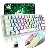 ZIYOU LANG T61 Wireless Gaming Keyboard and Mouse Combo with Ergonomic 61 Key Rainbow LED Backlig...