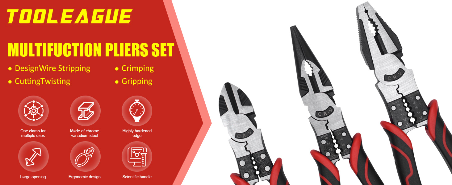 Wire Stripper Crimper Cutter Long Nose Pliers Diagonal Side Cutting Linesman Pliers