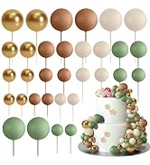 ASTARON 32 Pcs Ball Cake Topper Decorations Mini Balloons Cake Topper Sticks Foam Balls Cake Pick...