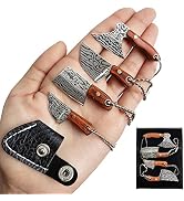 STARDW Damascus Pocket Knife Set Mini Axe Shape Tiny Knife Set EDC Knife Set Tiny Knife Cleaver f...