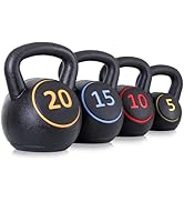 Saicool Strength Training kettlebell, 3-Piece Wide Grip Kettlebell Set 5 lbs 10 lbs 15 lbs and 20...