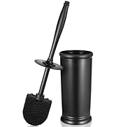 Toilet Bowl Brush Holder Set: Bathroom Deep Cleaning Toilet Scrubber Rim Cleaner with Caddy for R...