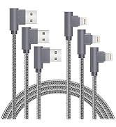 APFEN MFi Certified Lightning iPhone Charger Cord 90 Degree Fast Data Cable Nylon Braided Compati...