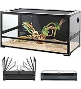 REPTI ZOO 50 Gallon Tempered Glass Reptile Large Terrarium Tank with Black PVC Back Panel Reptile...