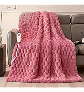 Electric Blanket 50" x 60" Soft Ribbed Faux Fur Flannel Quick Heat 12 Heat Levels 1-12 Hour Timer...