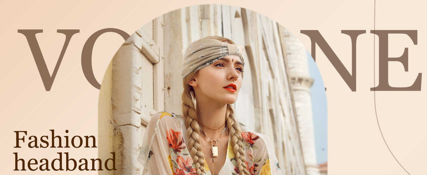Wide Headbands for Women Knotted No Slip Head Bands Soft Turban Headband Hair Accessories Boho