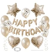 WEIKA 27 Pcs Champagne Gold Birthday Decorations, 3D Letters Champagne Gold Happy Birthday Balloo...