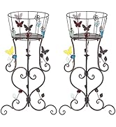 TICKCACY 2 Pack Metal Plant Stands, 25”H Wrought Iron Tall Plant Stand, Heavy Duty Vintage Flower...