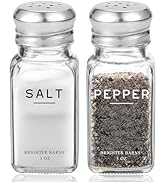 Glass Salt and Pepper Shakers Set by Brighter Barns - Modern Kitchen Decor, Dining Table Countert...